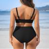 Charmo V Neck Maternity Swimsuits Two Piece Ruched Maternity Bathing Suits Pregnancy Bikini Swimwear XL Black view 2