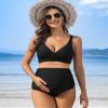 Charmo V Neck Maternity Swimsuits Two Piece Ruched Maternity Bathing Suits Pregnancy Bikini Swimwear XL Black view 3