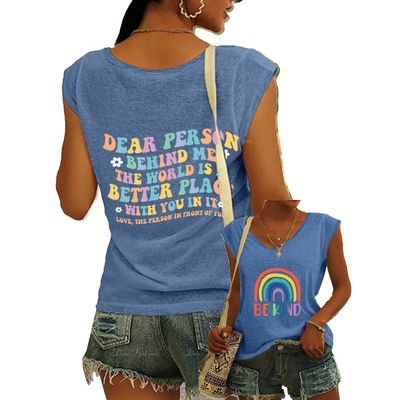 Dear Person Behind Me Shirt Christian Be Kind Dear Person Behind Me Shirt Women The World is A Better Place with You Tee Inspirational Gift Graphic Positive V Neck Tee Tank Tops Blue