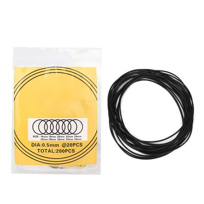 200pcs Watch Crown O Ring, Rubber O Rings Kit Rubber Washer Watch Crown O Rings Waterproof Seals Watch Repairing Tools for Repairing Watches(0.5)