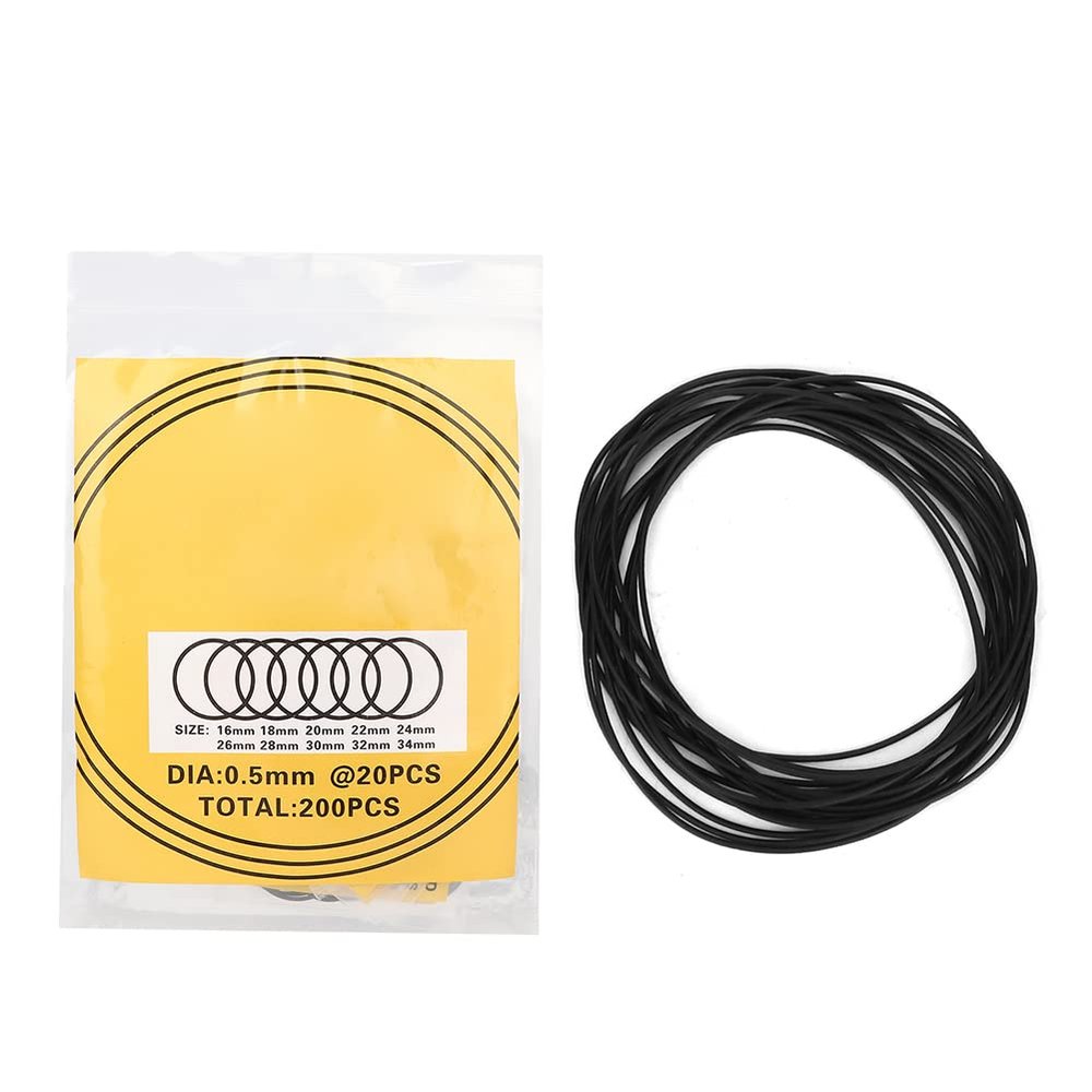 200pcs Watch Crown O Ring, Rubber O Rings Kit Rubber Washer Watch Crown O Rings Waterproof Seals Watch Repairing Tools for Repairing Watches(0.5)
