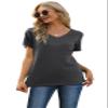RUBZOOF Pajamas for Women Shorts Set Casual V Neck Short Sleeve Summer 2 Piece Lounge Sets Dark Grey S view 4