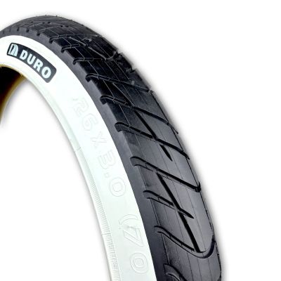 Duro 26x3.0 Fat Bike Tire, Whitewall Beach Bum Semi Slick Beach Cruiser Chopper Fat Bike Tire, 26x3 Bike Tire