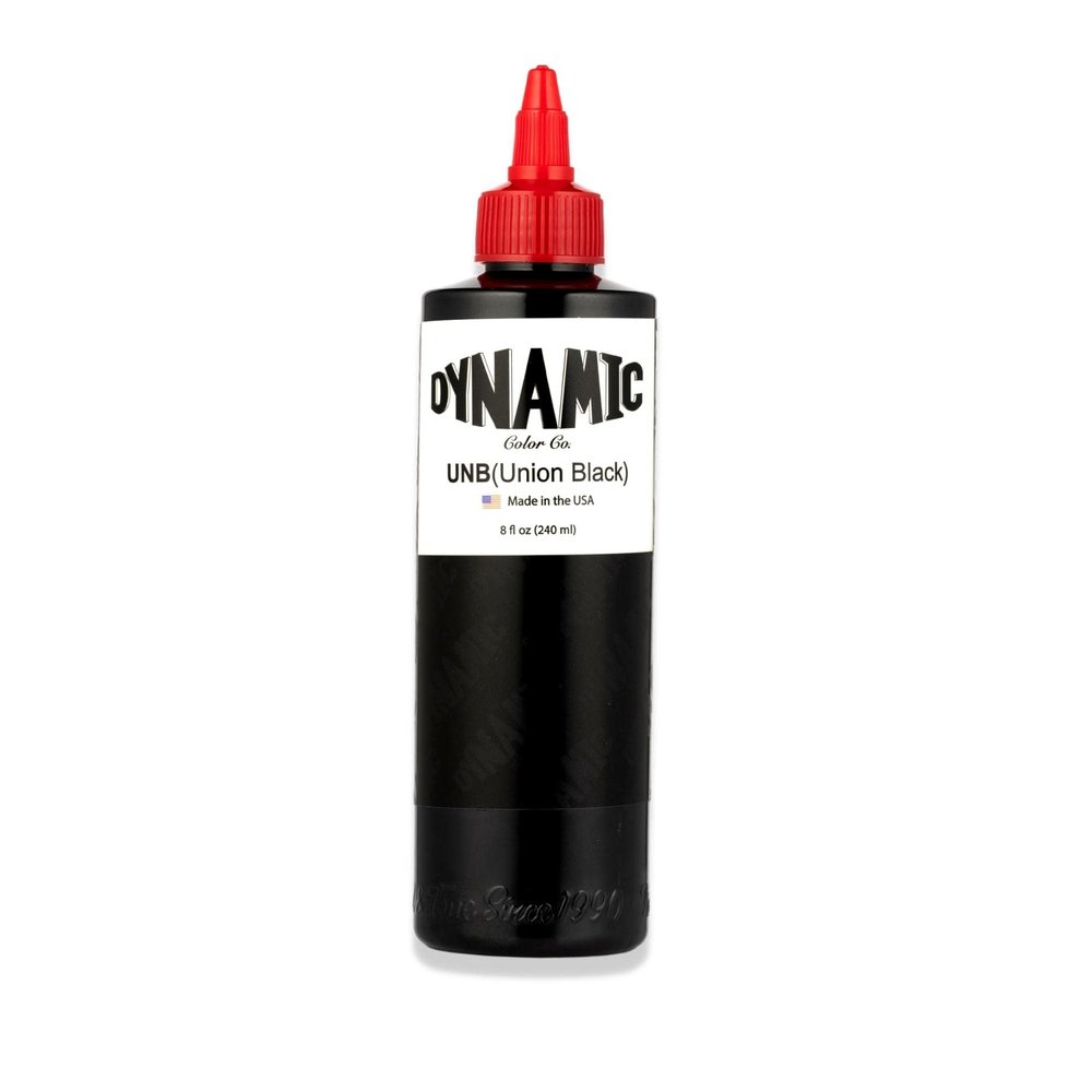 Dynamic Color Co. Union Black Tattoo Ink, 8 oz - Reach Compliant Safe Tattoo Ink for European Regulations - Superior Black Tattoo Ink, Tattoo Ink Made in USA