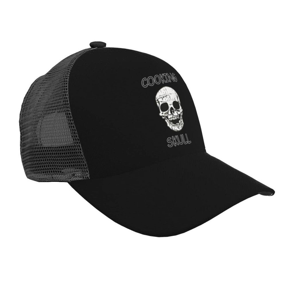 Skull-Chef Cooking Skull New Casual Baseball Cap Mesh Back Dad Hat Sun Trucks Hat Adjustable Washable Unisex