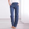 RKSTN Womens Cargo Pants High Waisted Wide Leg Pants for Women Casual Drawstring Elastic Trousers with Pockets Cotton Linen Long Straight Pants 2024 view 2