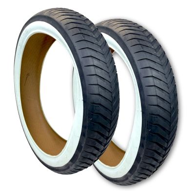 Two Duro Tire 20x4.25 Boomerang Fat Bike Tires, Semi Slick Beach Cruiser Chopper 20x4 1/4 Fat Bike Tires, Whitewall