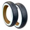Two Duro Tire 20x4.25 Boomerang Fat Bike Tires, Semi Slick Beach Cruiser Chopper 20x4 1/4 Fat Bike Tires, Whitewall view 1