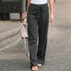RKSTN Wide Leg Pants for Women High Waisted Wide Leg Pants for Women Casual Drawstring Elastic Trousers with Pockets Cotton Linen Long Straight Pants 2024 view 2