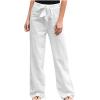 RKSTN Sweatpants Women High Waisted Wide Leg Pants for Women Casual Drawstring Elastic Trousers with Pockets Cotton Linen Long Straight Pants 2025 view 1