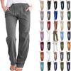 RKSTN Linen Pants for Women High Waisted Wide Leg Pants for Women Casual Drawstring Elastic Trousers with Pockets Cotton Linen Long Straight Pants 2024 view 1