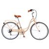 TMEOSK 26" Ladies Bike with 7 Speed Grip Shifter and Double Brake, Steel Frame, Leather Saddle, Multiple Colors (Pink) view 1