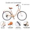 TMEOSK 26" Ladies Bike with 7 Speed Grip Shifter and Double Brake, Steel Frame, Leather Saddle, Multiple Colors (Pink) view 4