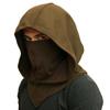 Green Wool Blend Medieval Ranger Hood with Detachable Mask  Winter Cosplay Cowl for Druid, Elf & LARP Outfits (Moss Green) view 1