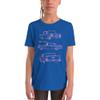 1957 Chevy Bel Air Pink Outline Belair Antique Classic Collector Car Youth Short Sleeve T-Shirt view 1