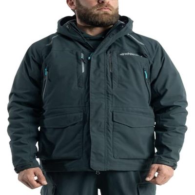 Whitewater Great Lakes Waterproof and Windproof Fishing Jacket with Ripstop Nylon (Charcoal, XX-Large)