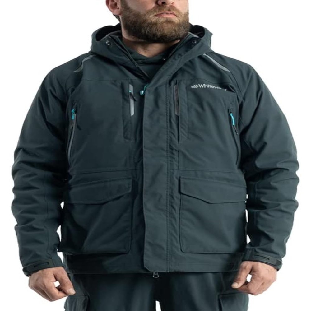 Whitewater Great Lakes Waterproof and Windproof Fishing Jacket with Ripstop Nylon (Charcoal, XX-Large)