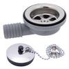 Ambassador Marine - 2 inch Drain, 95 Degree Drain, Low Profile, 1 inch Hose Barb, w/Chain Stopper - Ultra-Mirror Finish - S00-0101-UP-W view 1