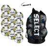 Select Club DB V22 Soccer Ball, 12-Ball Pack with Duffle Ball Bag and Hand Pump, White/Black, Size 4 view 1