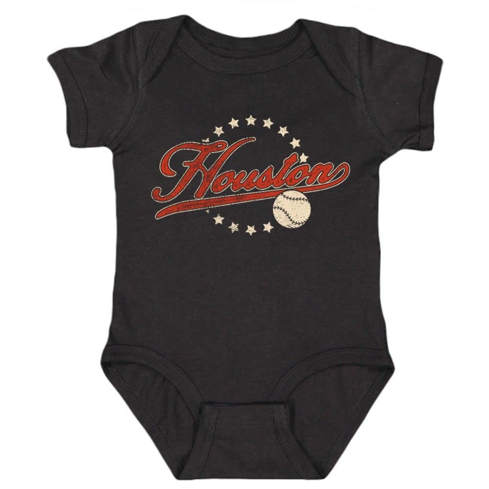 Houston Vintage H-Town Kid's Baby Bodysuit for Baseball Fan (Black, 18M)