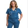 Green Town Scrubs for Women - Tuck-in V-Neck Scrub Top, Stretch Fabric, Lightweight, Easy Care-Carribean-X-Large view 1