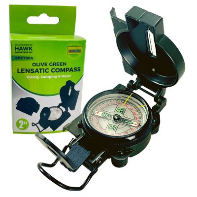 ADROIT Military Style Lensatic Sighting Compass | 2" (5.1 cm) Compact Design | All-Weather | Fluorescent | Ideal for Campers, Boy Scouts