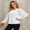 AIEBO Women's Shirts Women's Tops Shirts for Women Solid Fuzzy Lantern Sleeve Top (Color : White, Size : Large) view 4