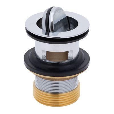 Ambassador Marine - 1-1/2 inch Drain, Flip Drain - with Overflow, Straight, 1-1/4 inch-M Thread Adapter - Chrome - S01-0504-CP-W