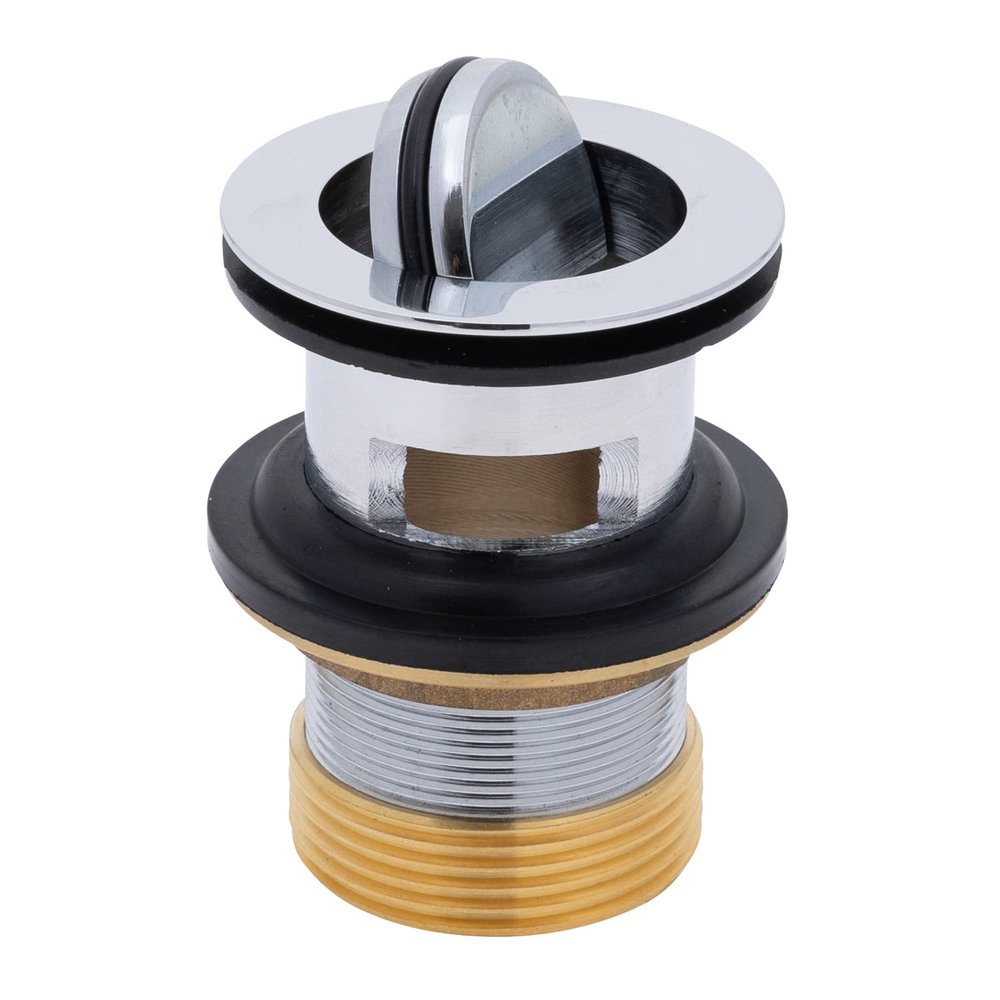 Ambassador Marine - 1-1/2 inch Drain, Flip Drain - with Overflow, Straight, 1-1/4 inch-M Thread Adapter - Chrome - S01-0504-CP-W
