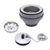 Ambassador Marine - 2 inch Drain, Straight Drain, Low Profile, 1-1/4 inch-M Thread, w/Strainer, w/Chain Stopper - Ultra-Mirror Finish - S00-1104-UP-W view 1