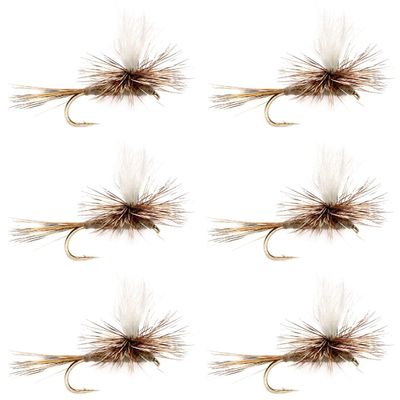 The Fly Fishing Place Calf Tail Parachute Adams Classic Trout Dry Fly Fishing Flies - Set of 6 Flies Size 12