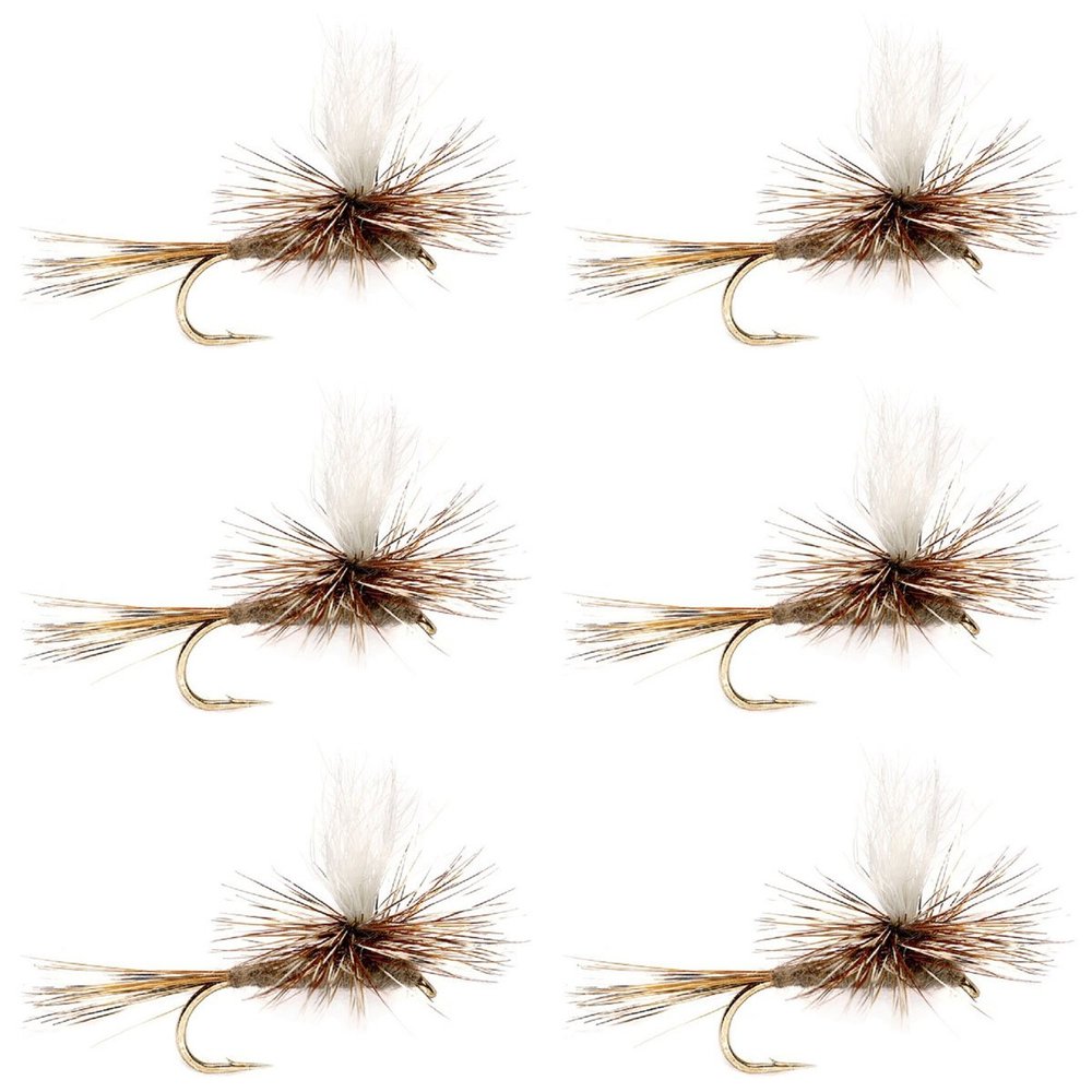 The Fly Fishing Place Calf Tail Parachute Adams Classic Trout Dry Fly Fishing Flies - Set of 6 Flies Size 12