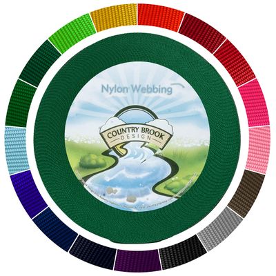 Country Brook Design - 1 1/2 Inch Heavy Duty 100% Real Nylon Webbing - 20+ Vibrant Colors (Evergreen, 5 Yards)