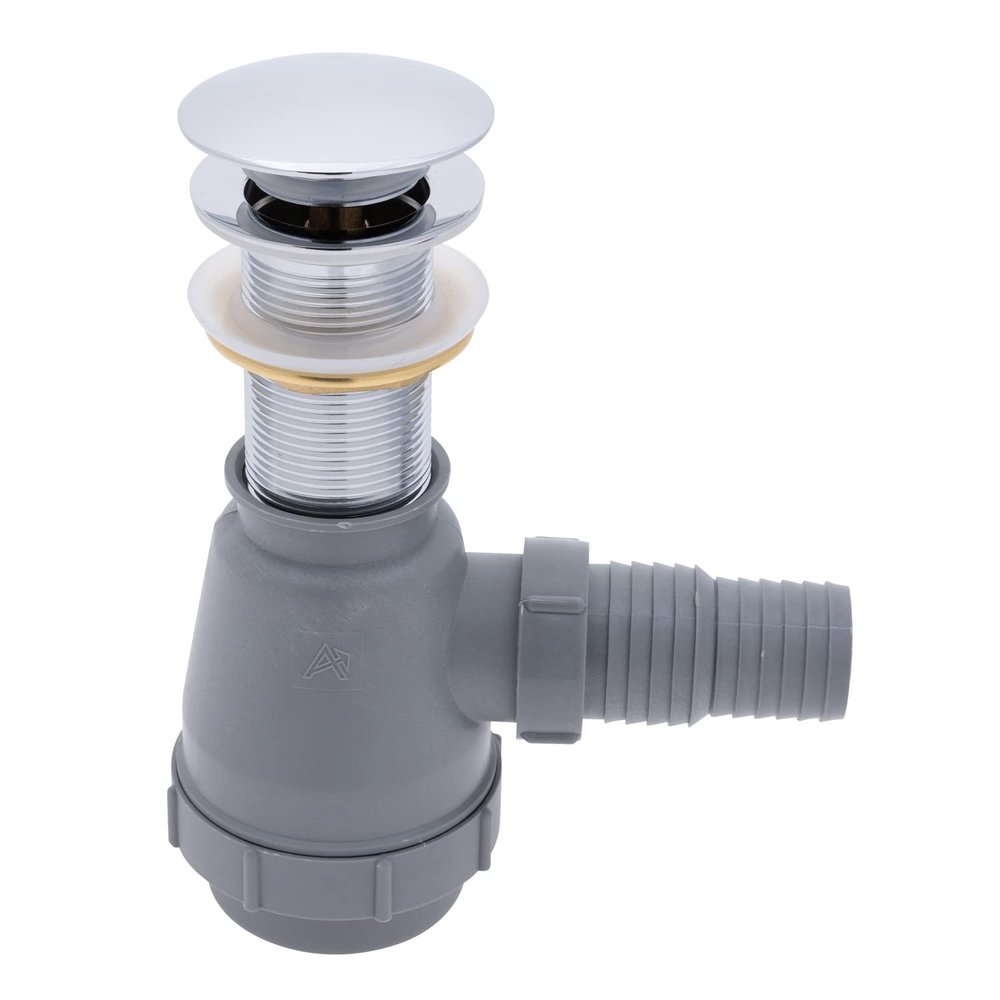 Ambassador Marine - 1 3/4 inch Drain, Touch Trap Sink Drain - with Cover - no Overflow, 1-1/4 inch & 1-1/2 inch Hose Barb - Chrome - V03-0709-CP-W