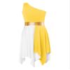 CHICTRY Girls One Shoulder Asymmetrical Praise Dance Dress Worship Lyrical Dance Costume Liturgical Dancewear Yellow 10 Years view 3