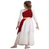 CHICTRY Girls One Shoulder Asymmetrical Praise Dance Dress Worship Lyrical Dance Costume Liturgical Dancewear Burgundy 16 Years view 2