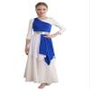 CHICTRY Girls One Shoulder Asymmetrical Praise Dance Dress Worship Lyrical Dance Costume Liturgical Dancewear Blue 6 Years view 1