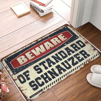 Abipuir Fall Door Mats for Outside Entry Beware of Standard Schnauzer Doormat Front Door Mats Outdoor Fall Playroom Decor (Size : 50X80CM)