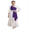 CHICTRY Girls One Shoulder Asymmetrical Praise Dance Dress Worship Lyrical Dance Costume Liturgical Dancewear Purple 10 Years view 1