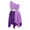 CHICTRY Girls One Shoulder Asymmetrical Praise Dance Dress Worship Lyrical Dance Costume Liturgical Dancewear Lavender 6 Years view 4