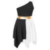 CHICTRY Girls One Shoulder Asymmetrical Praise Dance Dress Worship Lyrical Dance Costume Liturgical Dancewear Black 10 Years view 4