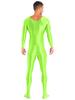 Jugaoge Mens Shiny Oil Round Neck Lingerie Catsuits Footed Stretchy Long Sleeve Bodysuit Swimsuit Fluorescent Green Medium view 4
