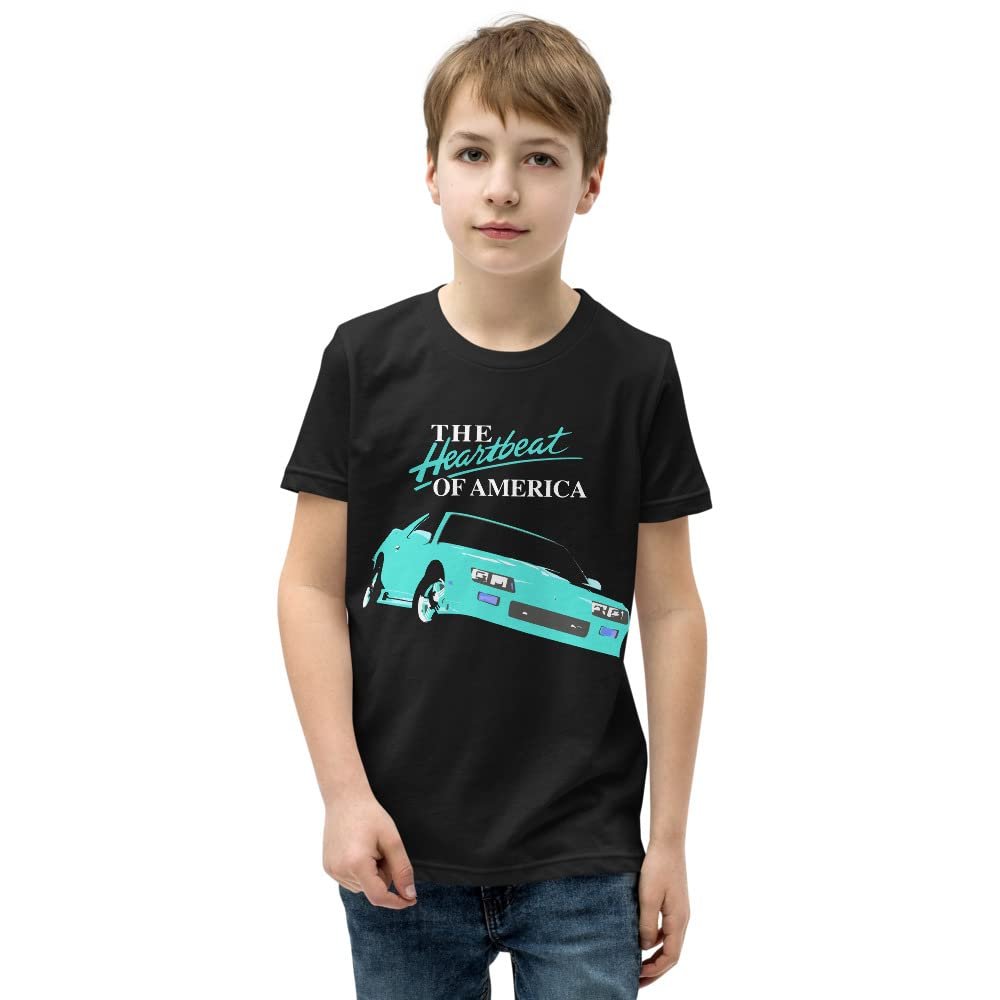 1991 Camaro Heartbeat of America Retro Miami Nights Car Club Custom Youth Short Sleeve T-Shirt Black