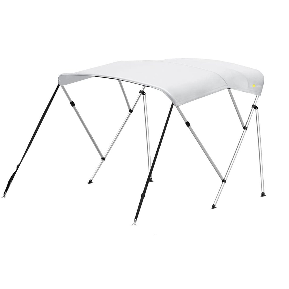 Oceansouth 3 Bow Bimini Top 6ft Length. Bows Frame Sun Shade Boat Waterproof Cover Boot Storage Strap Giant Bow Large Big Fishing (White, 61"-66")