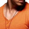 Men's Muscle V Neck Gym Workout T Shirt Arm Stitching Zipper Pocket Tee Top Fashion Casual Slim Fit Short Sleeve (Orange,US Size 4XL Asia 5XL) view 2