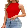 CLOZOZ Turtle Neck Tank Tops for Women Sleeveless Mock Neck Turtlenecks Slim Fitted Tops view 2