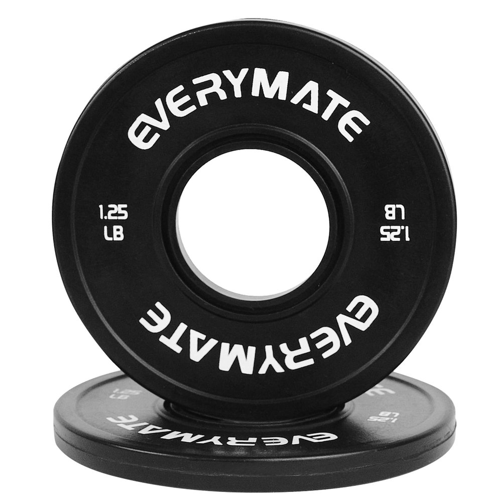 EVERYMATE Black Change Weight Plates 1.25LB Set Fractional Plate Olympic Bumper Plates for Cross Training Bumper Weight Plates Steel Insert Strength Training Weight Plates