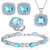 BROCLY Jewelry Set for Women,Cubic Zirconia Tennis Necklace Ring Clips Earring Bracelet set,Wedding Birthday Anniversary Engagement Gift For Wife Girlfriend Best Friend Bridal (Sky Blue) view 1