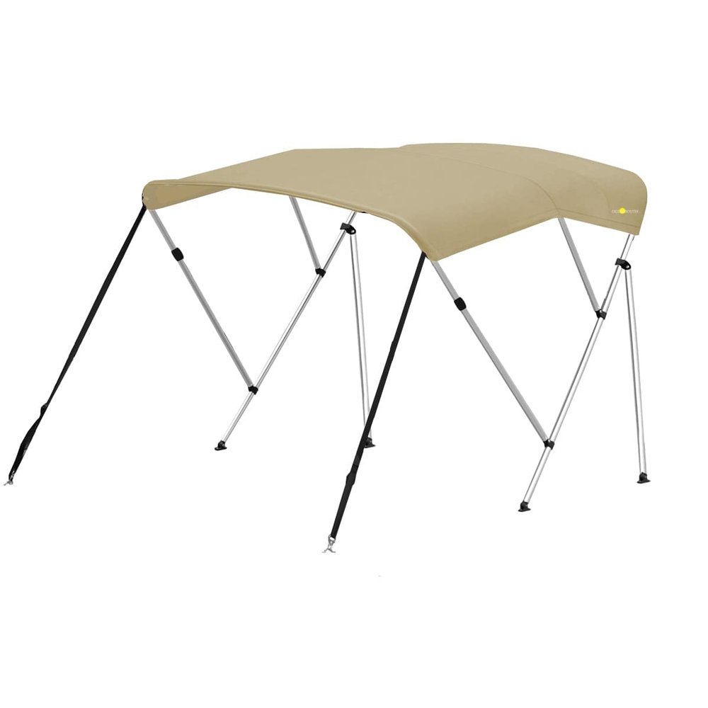 Oceansouth 3 Bow Bimini Top 6ft Length. Bows Frame Sun Shade Boat Waterproof Cover Boot Storage Strap Giant Bow Large Big Fishing (Beige, 61"-66")
