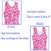 Domusgo Gymnastics Leotards for Girls 2t 3t Sparkly Sleeveless 3D Print Pink Cheetah Biketard with Shorts view 3